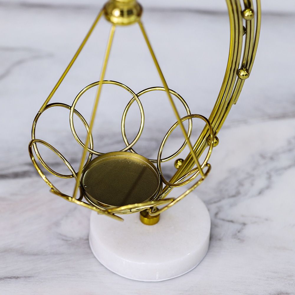 Medallion Metal Candle Holder 17x15x35Cm Gold