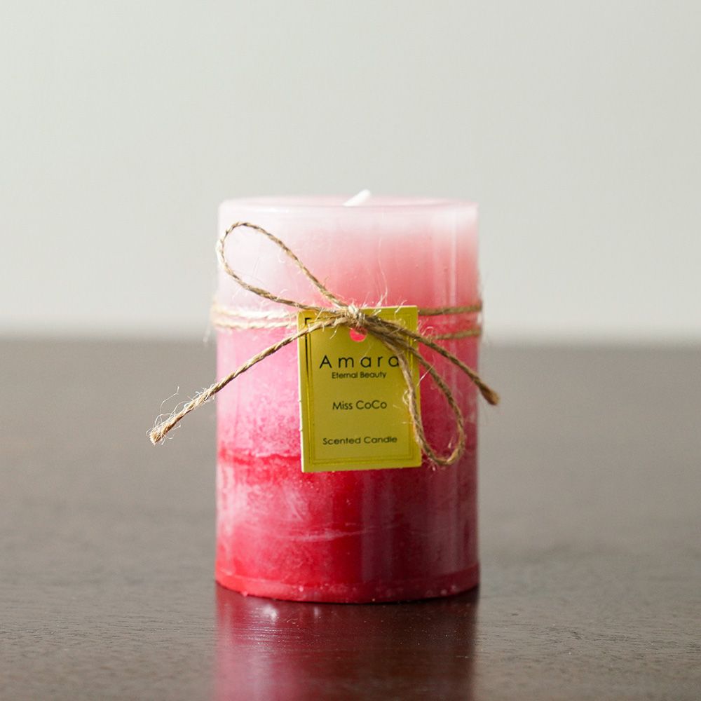 Amara Pillar Candle Multi Pink 7X10Cm 310G