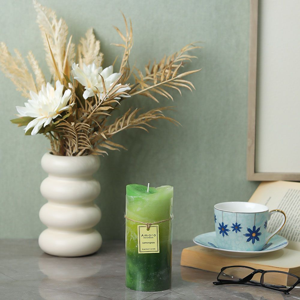 Amara Scented Pillar Candle - Lemongrass