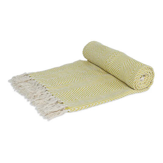 Chevron Cotton Throw (Bamboo Yellow)