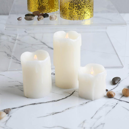 Glow S/3 Led Wax Dripping Candle 5X5 Cm Cream