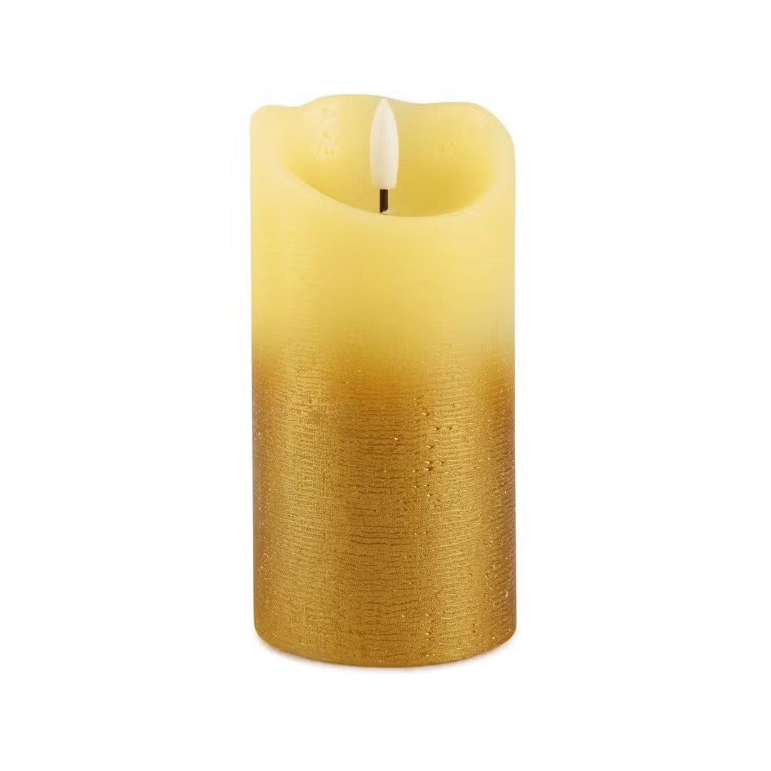 dazzle real wax glitter led pillar candle 7.5x15cm - gold