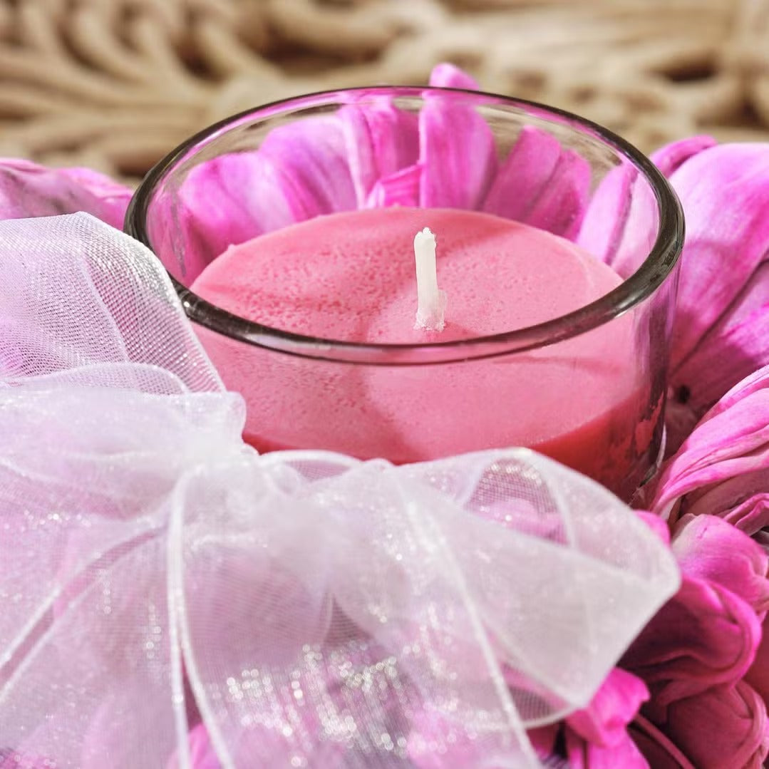 rose water scented votive candle - pink - 4.5hrs