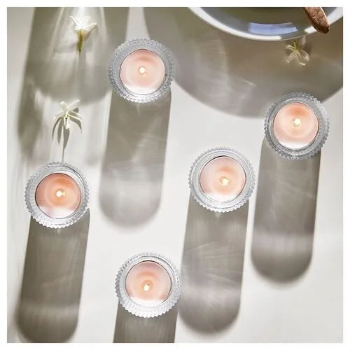LUGNARE scented tealight, pink, 3.5 hr, jasmine
