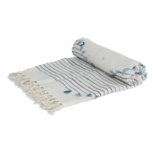 Macey Cotton Throw, French Blue – 152x127 cm