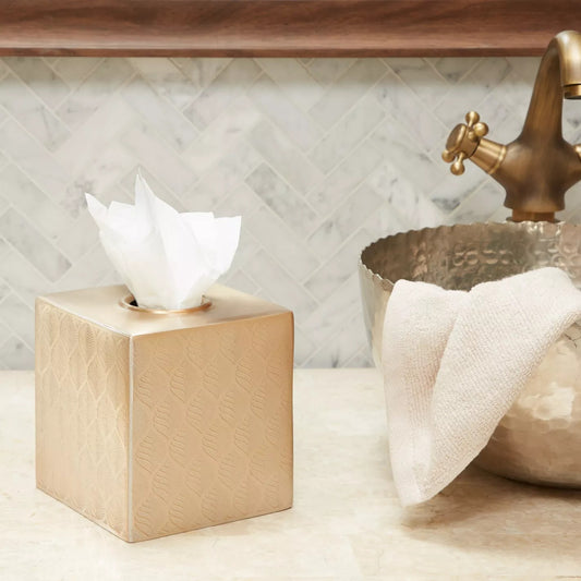 Golden Leaf Square Tissue Box Cover