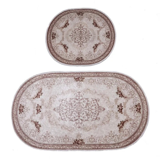 2-Piece Oval Bath Mat, Brown