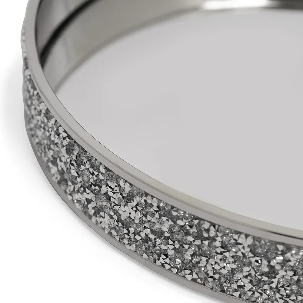 Glint Decorative Tray, Silver - 24 cm