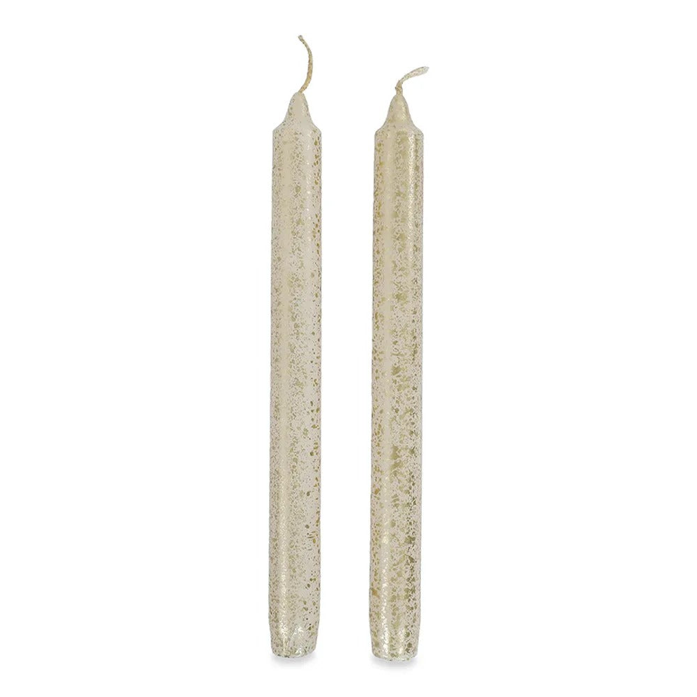 Gala 2-Piece Dinner Candle Set, Off-White & Gold - 2x24 cm