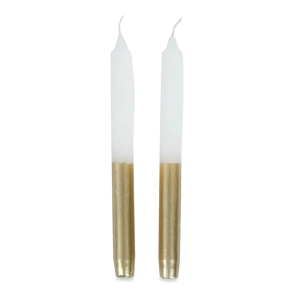 Gala 2-Piece Dinner Candle Set, Gold & White - 2x24 cm