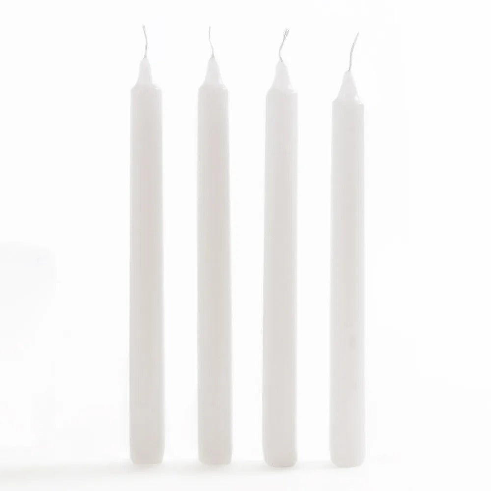 4-Piece Basics Taper Candle Set, White - 2.2x24.5 cm