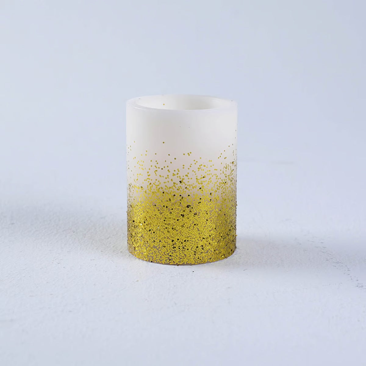 Sparkle Led Wax Pillar Candle Dia8x15cm - Gold