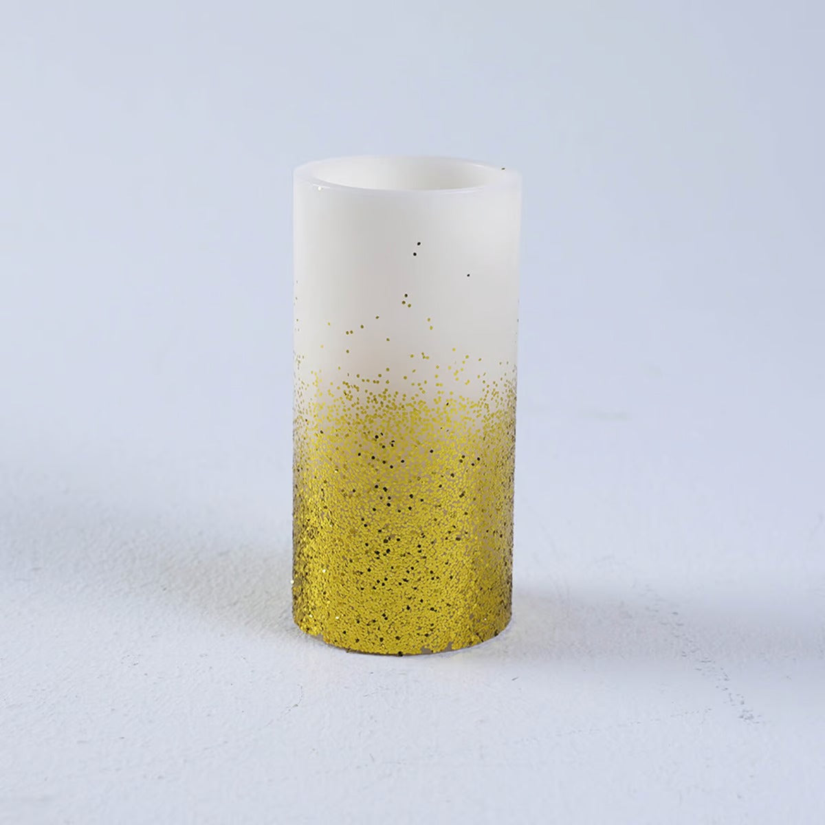 Sparkle Led Wax Pillar Candle Dia8x15cm - Gold