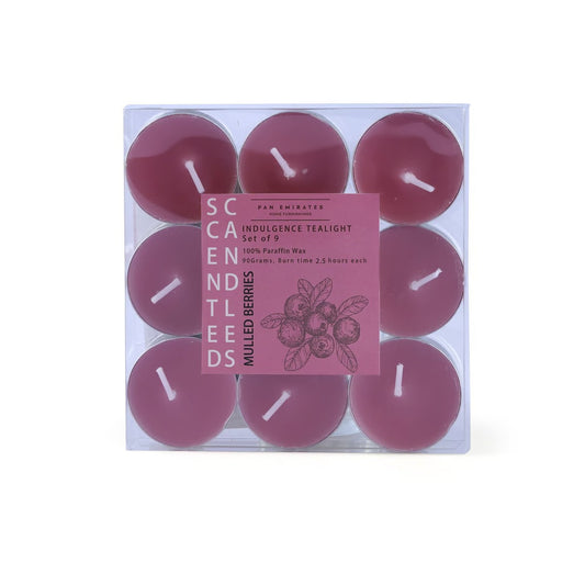 Indulgence Mulled Berries 9-Piece Tealight Candles - 2.5 Hrs