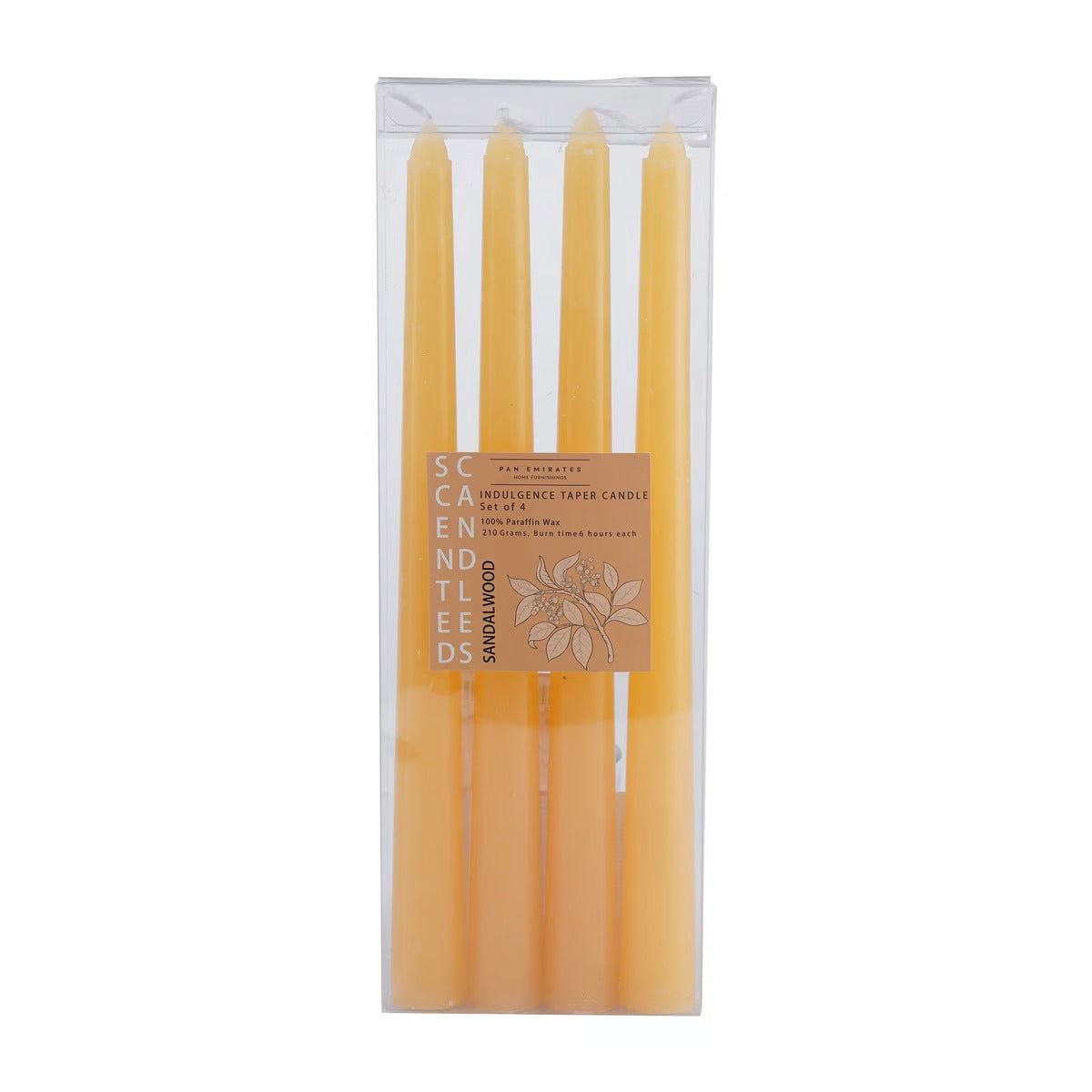 Indulgence Sandalwood 4 -Piece Taper Candle Dia2x24cm - 6 Hrs