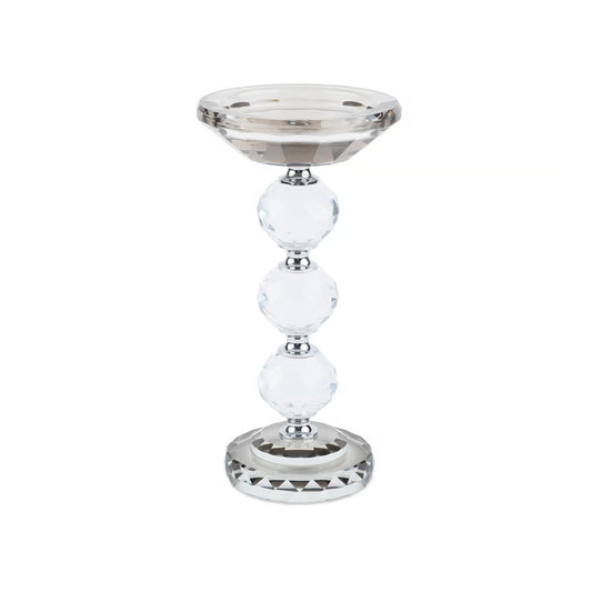 Crystal Candle Holder 10*10*19.5 Cm - Grey