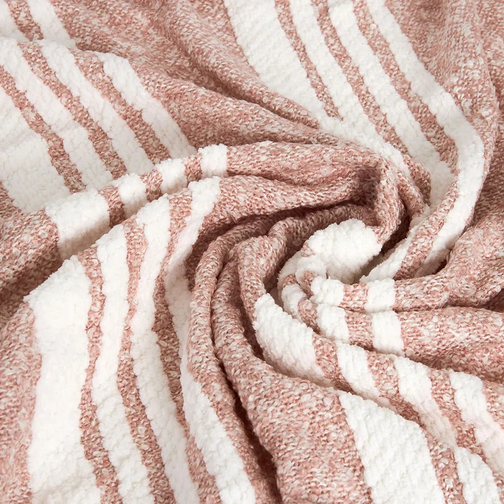 Boucle Throw, Pink & White - 127x152cm