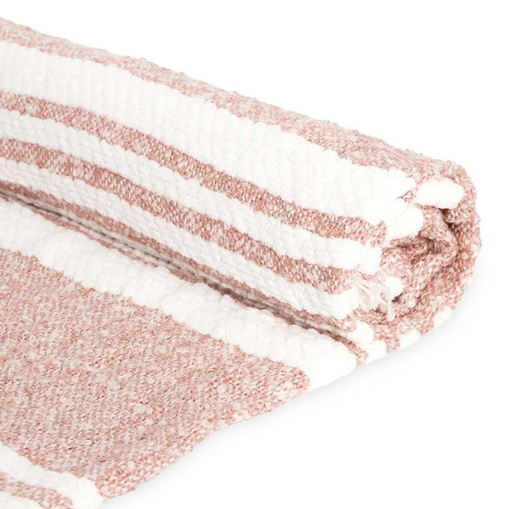 Boucle Throw, Pink & White - 127x152cm