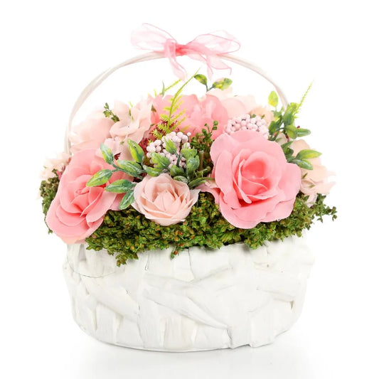 Artificial Roses with Basket (Peach)
